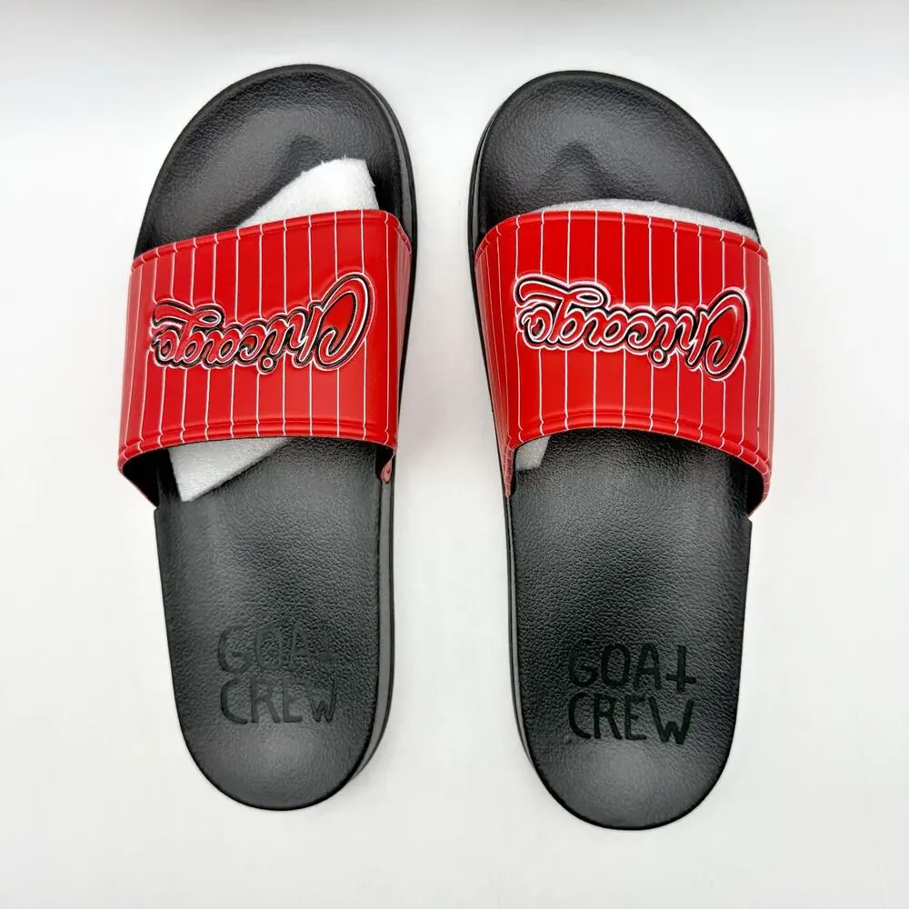 73 Studio Mens Chicago Sandals US 10 EU 43 Red Black Slides Rubber NWOB